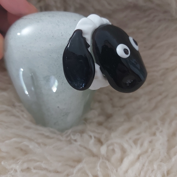 Art Glass Sheep Paperweight Juliana Objects D’ Arts Collection Black White - Picture 5 of 10